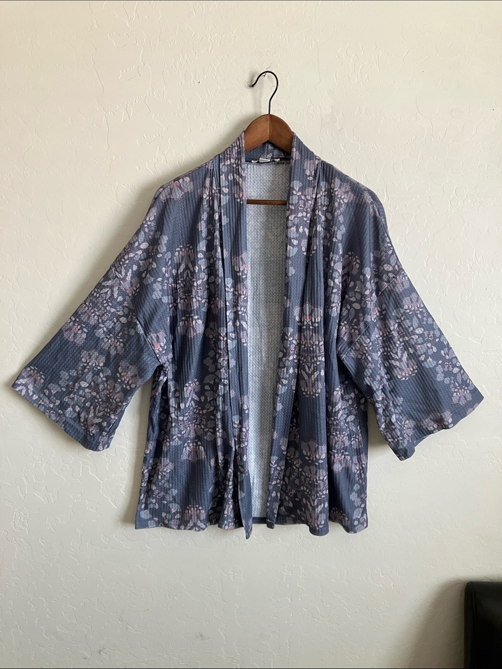 Simply Noelle Kimono Cardigan Gray Floral Open Front Womens XXL 16-18